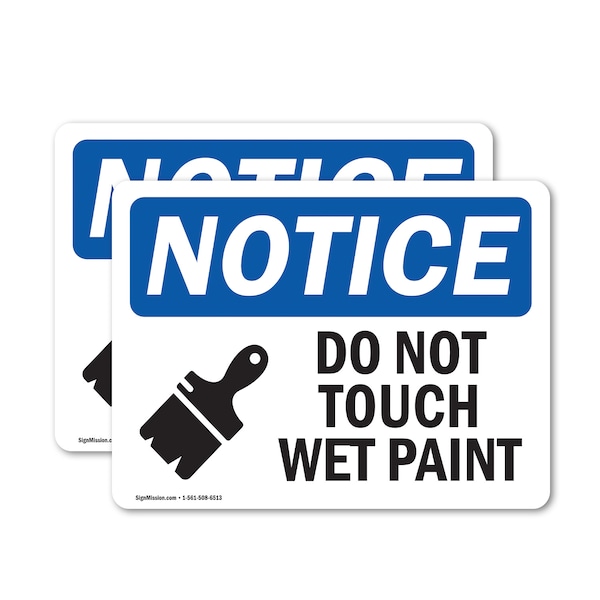 Signmission Do Not Touch Wet Paint Sign With Symbol, 7 in W x Rectangle, Vinyl Decal OS-2PACK-NS-D-57-L-11390 - main